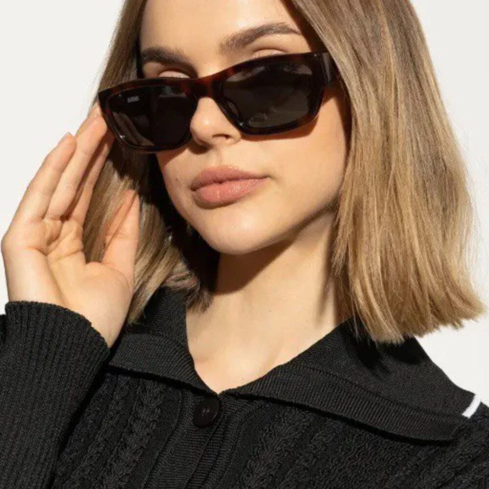 Jacquemus MERIDIANO JAC/9 C2 Sunglasses Dark Havana Rectangle Frame, Grey Lenses - Picture 3 of 11